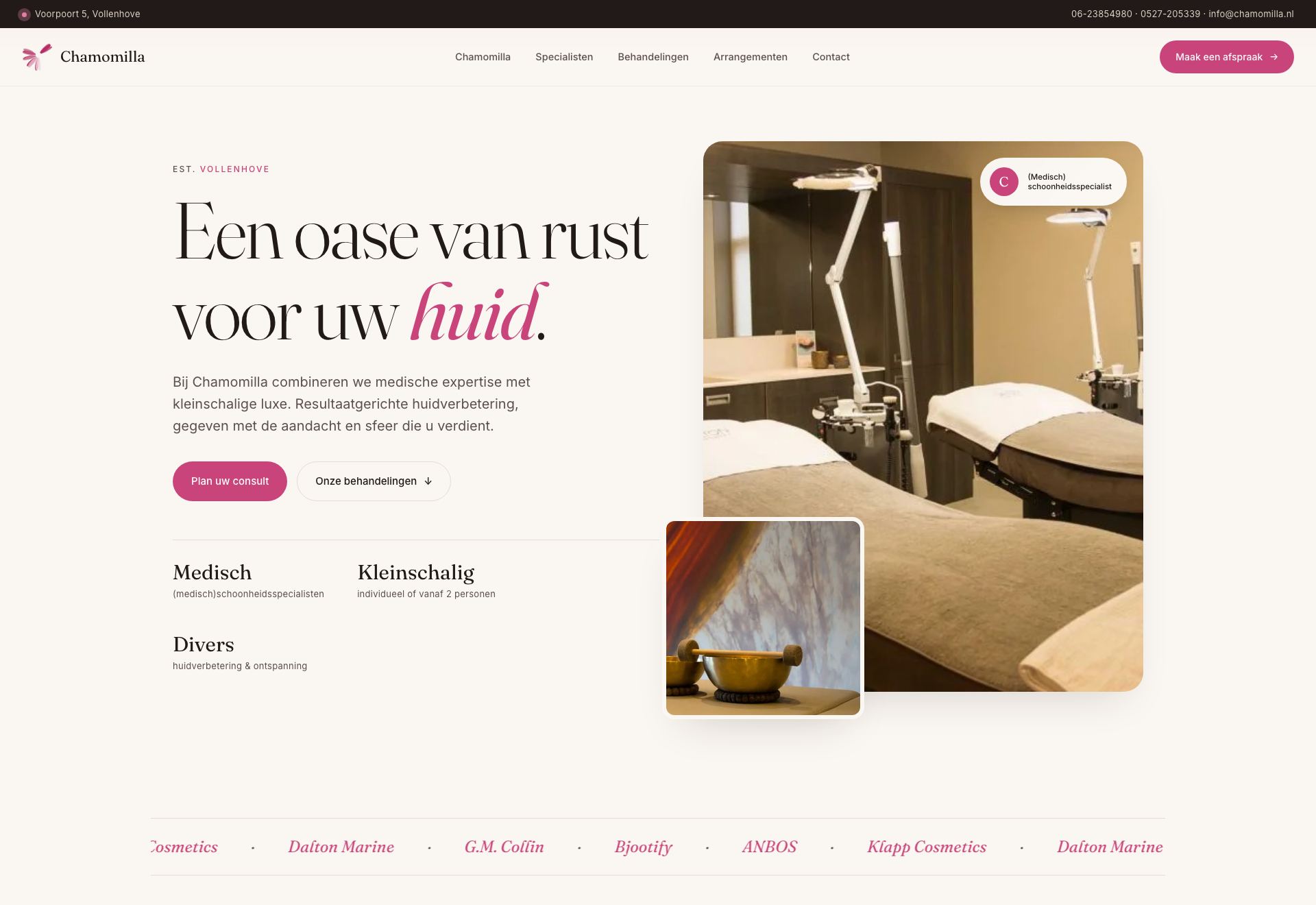De website van chamomilla.nl, opnieuw gebouwd door ResiteNow — modern en snel